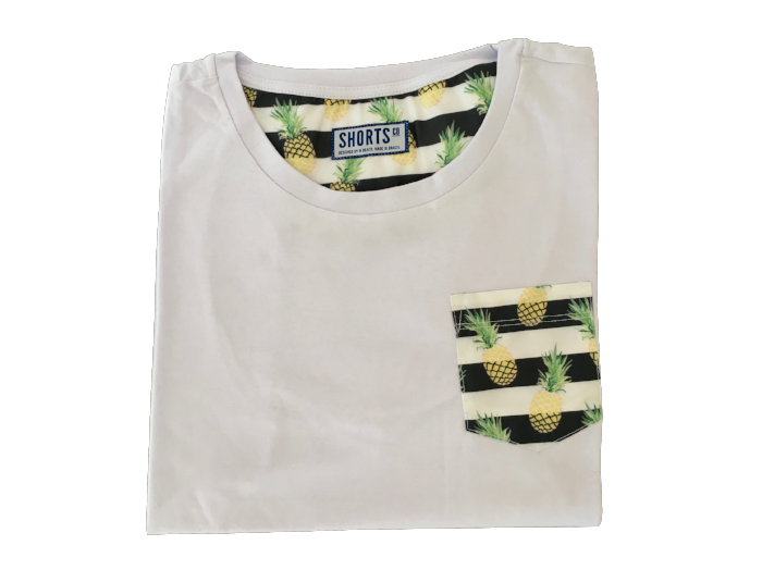Beach T-shirt with printed Pineapple pocket