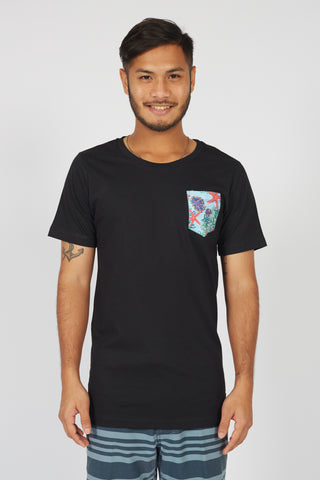 Beach T-shirt with printed Pink Papaya pocket