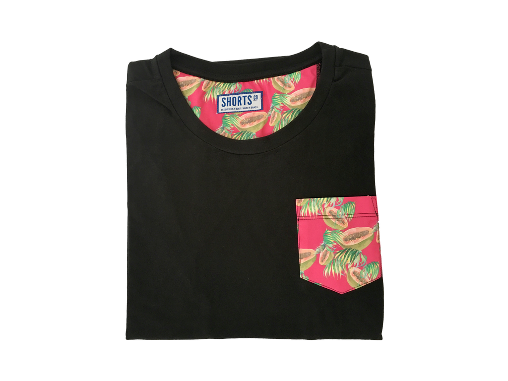 Beach T-shirt with printed Pink Papaya pocket