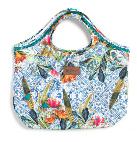 Printed Beach Bag (Flamboyant Preto)